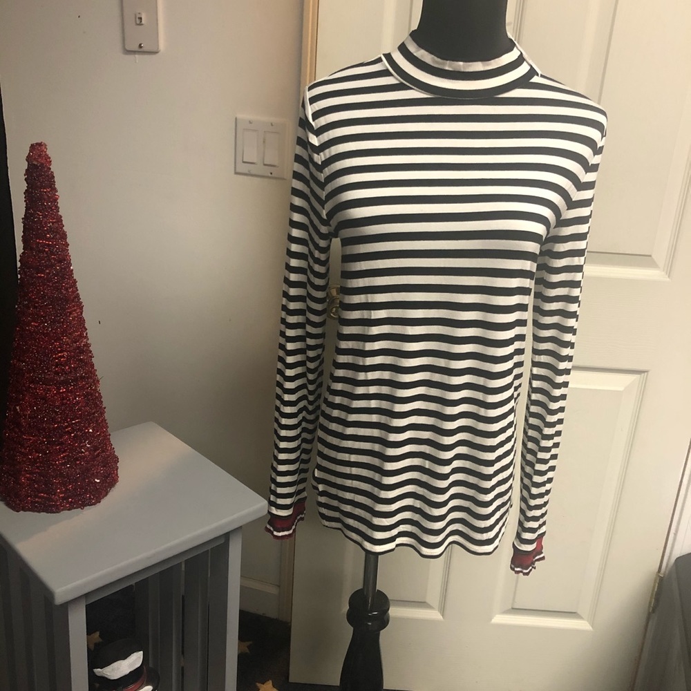 Loft Striped Mock Turtleneck